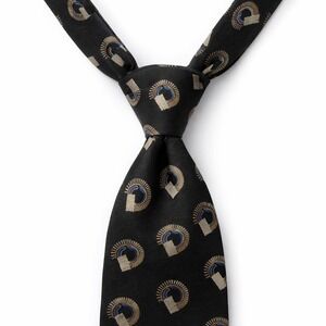 Vtg Ungaro Designer Silk Necktie Black‎ Geometric Abstract Pattern Made in Italy